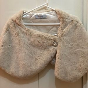 NEVER WORN. Embellished faux fur capelet.